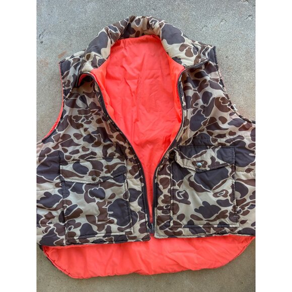 Vintage Duck Bay XL Camo Hunting Vest Reversible Nylon & Polyester Brown/Orange - Picture 2 of 5